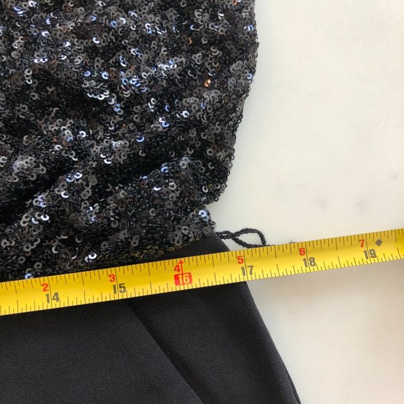 Express Black Sequin Halter Neck Tie Waist Jumpsuit Size L - Picture 9 of 16